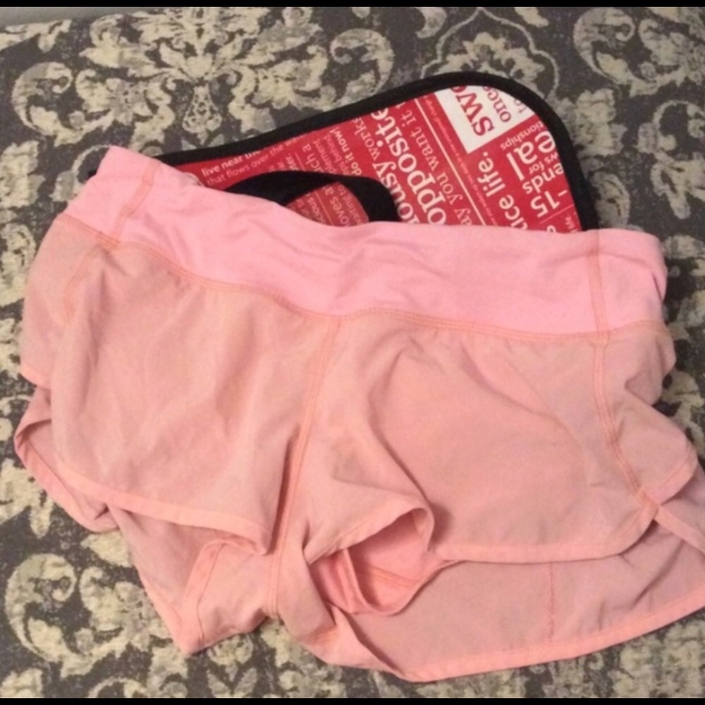 Pink Lululemon speed shorts